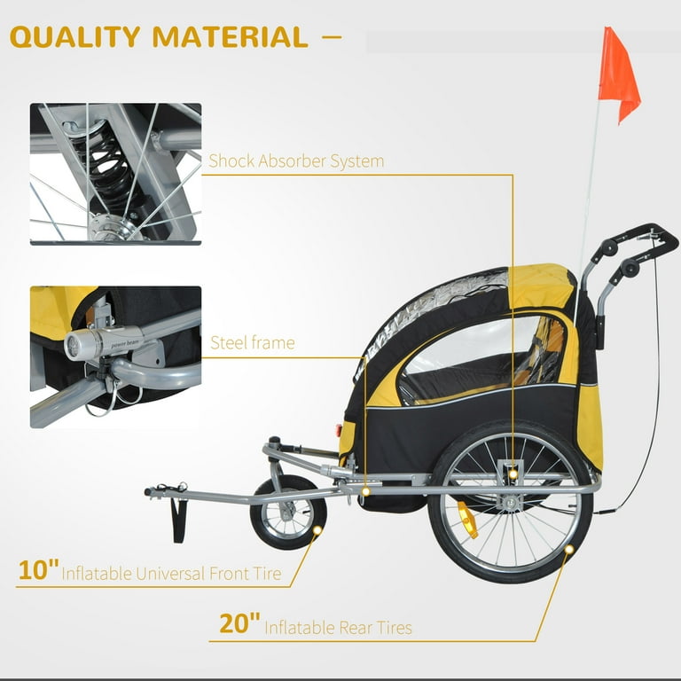 Aosom elite double baby bike trailer sale stroller child bicycle jogger swivel wheel