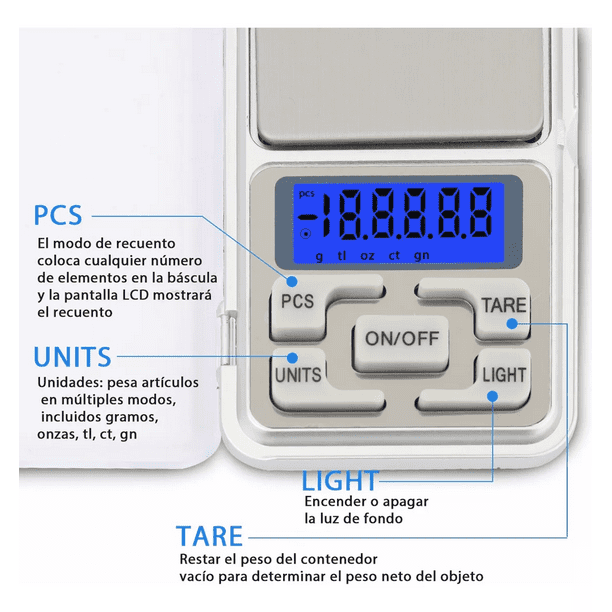 Bascula Gramera Digital BELUG X 500 Gramos Pesar Plata