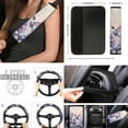 thumbnail image 4 of Jeiento Hummingbird 17 Pcs Car Seat Cover Full Set for Women Car Floor Mats Steering Wheel Cover Keychains Daisy Seatbelt Pad Armrest Cover Coasters Key Chain Lipstick Holder Purple Auto Accessory, 4 of 8