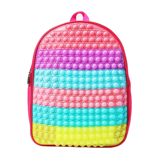 Pop It Backpack for Girls,Children's Silicone Backpack Toys Press Bubble Pink Tie