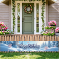 thumbnail image 7 of LUUFILx Happy Birthday Winter Wonderland Banner Backdrop Snowy Scene Birthday Party Supplies Photography Props Event Decoration Banner Background, 7 of 7