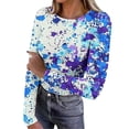 thumbnail image 2 of Nmnitkp Womens 2025 Summer Fall Long Sleeve Shirts Ribbed Knit Fitted Basic Tee Going Out Tops Underscrub Casual Outfits Dark Blue,2XL, 2 of 8