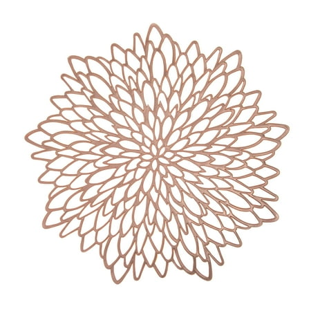 6 Pack Rose Gold Metallic Round Placemats Laminated Vinyl Leaf Dining ...