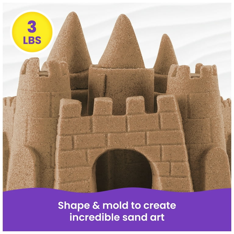 Kinetic Sand, 3lbs Beach Play Sand, Moldable Sensory Toys for Kids
