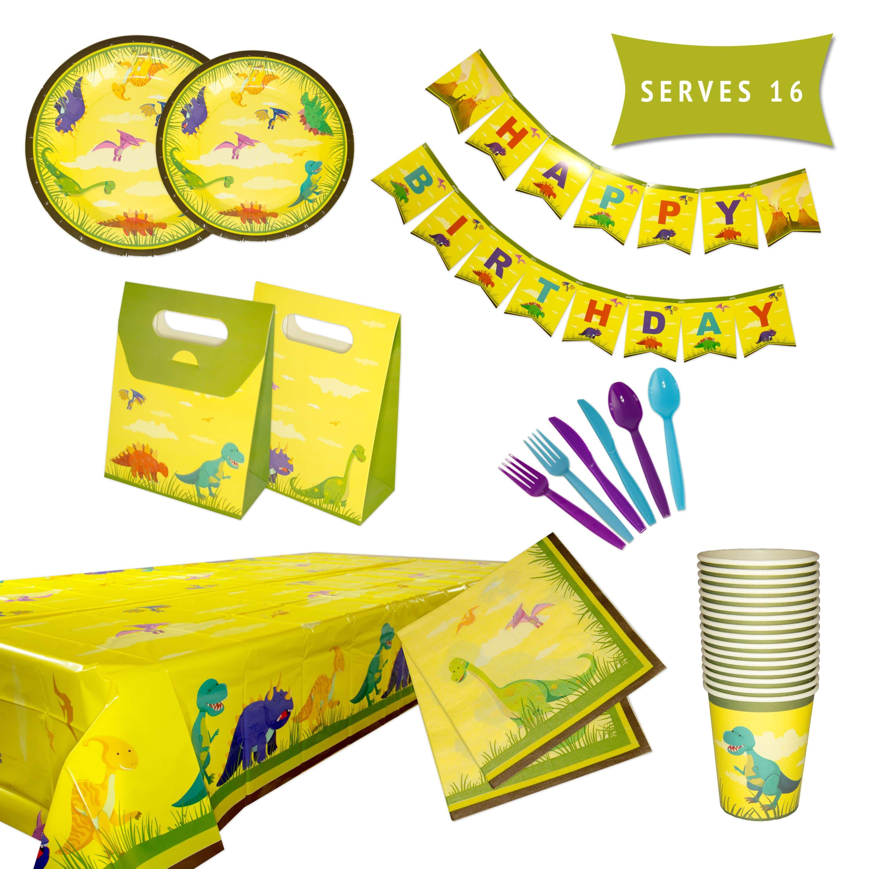 Dinosaur Birthday Pack - Tableware Decorations Kit for 16 Guests