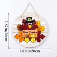 thumbnail image 2 of Thanksgiving Hanging Door Sign, Round Plank-Style Turkey Wall Decor with Pilgrim Hat, Give Thanks Text, Autumn Leaves and Pumpkins for Indoor Party Decoration, 2 of 4