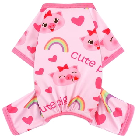 Dog Pajamas Pjs Summer Fall Dog Clothes for Small Dogs Girl Boy, Soft Stretchy Tiny Chihuahua Yorkie Puppy Clothes Doggie Onesies Cat Pet Jammies Outfit,Pink Pig XS