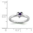 thumbnail image 5 of White Sterling Silver Ring Band Stackable Amethyst Round Purple, 5 of 5