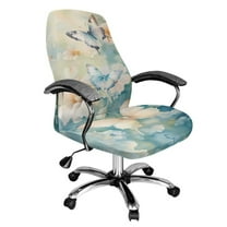 ZIATUBLES Desk Office Chair Cover Soft Universal Home Office Chair Slipcover Removable Washable Computer Rotating Chair Cover Stylish Chair Protector Covers, S, Butterfly Flower