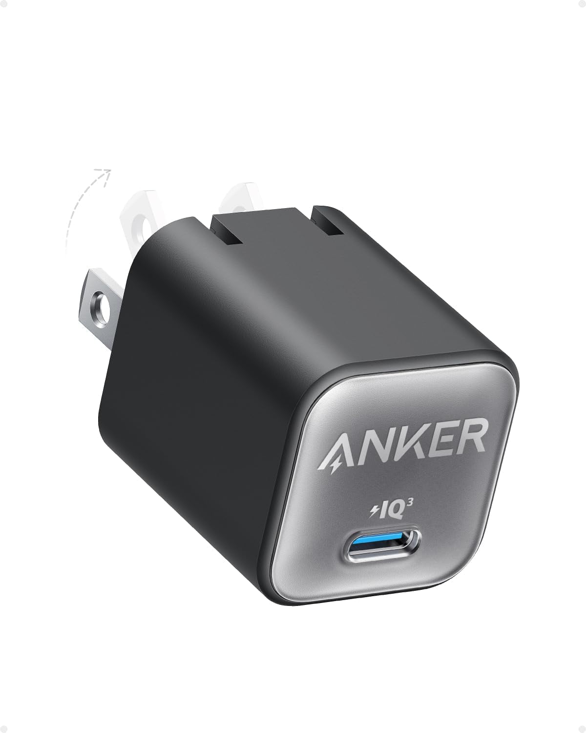 RGHJAR-Anker Nano Charger, USB C GaN Charger 30W, PIQ 3.0 Foldable PPS Fast Charger for iPhone 17 / 16 and more series, Galaxy, iPad, Compatible with MagSafe
