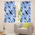 thumbnail image 3 of Airplane Curtains 42"x63" Set of 2 Panels Aircrafts Silhouette Window Curtains & Drapes Old Bomber Planes Blackout Curtains Blue Wave Stripes Darkening Curtains Aviation Themed Airplane Decor, 3 of 6