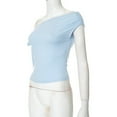 thumbnail image 5 of Women'S Off Shoulder Double Lined Crop Tops 2025 Going Out Sleeveless Asymmetrical Y2k Tops Blue L, 5 of 8
