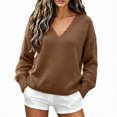 thumbnail image 2 of Sweater for Women V-Neck Scalloped Trim Pullover Top Long Sleeve Relaxed Fit Casual Fall Pullover, 2 of 6