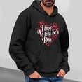 thumbnail image 2 of Goodeals Clearance,Men's Happy Valentine's Day Pullover Sweatshirts with Hoody Love Heart Print Hooded Casual Graphic Basic Sweatshirts Aesthetic Hoodies with Pocket(Black,XXL), 2 of 5