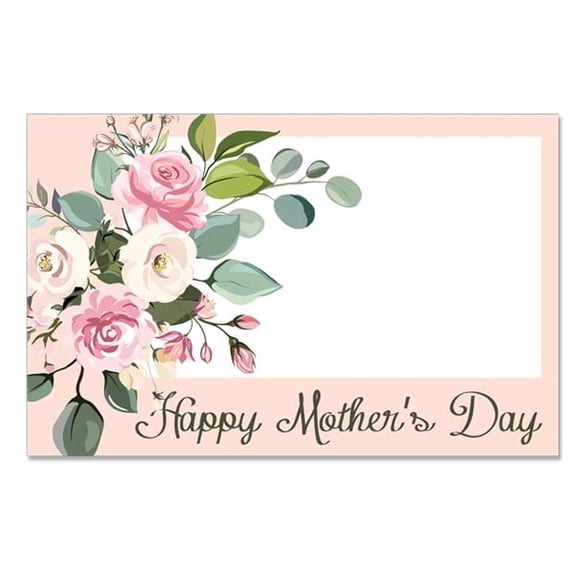 Happy Mother's Day Floral Gloss Enclosure Cards / Gift Tags, 3.5in. X 2.25in., 50 Pack - Mother's Day Gift Wrap Supplies