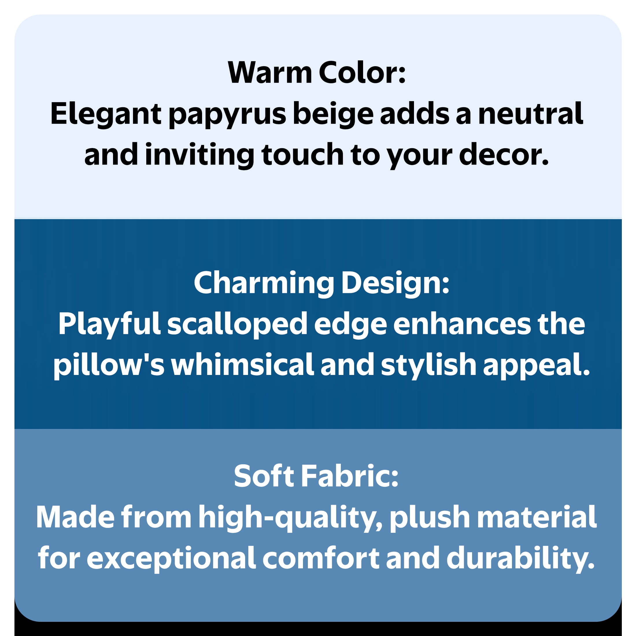 Mainstays by Becky G. & Alejandra Scallop Decorative Pillow, Papyrus Beige, 18" x 18"