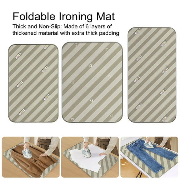 sunsanly Portable Ironing Mat Ironing Board Alternative Thickened Heat-Resistant Foldable Travel Washer Dryer Countertop Ironing Pad Blanket Cover