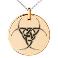 thumbnail image 1 of Stainless Steel Interlock Tribal Biohazard Engraved Small Medallion Circle Charm Pendant Necklace, 1 of 1