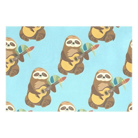 

Ryvnso 1 Piece Placemats Sloth and Guitar Dining Mats Heat-Resistant Non-Slip Washable Table Mat