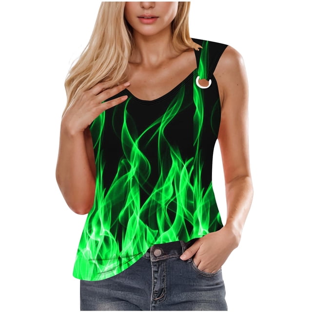 Débardeurs pour Femmes, Camisole Imprimée Sans Manches T-Shirt Ample