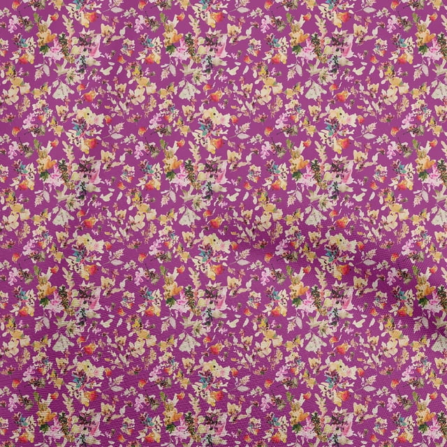 oneOone Polyester Spandex Purple Fabric Abstract Floral Sewing Craft Projects Fabric Prints By Yard 56 Inch Wide