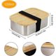 thumbnail image 2 of Stainless steel lunch box, 1200 ml sustainable lunch box stainless steel bamboo, lunch box with cutt, 2 of 4