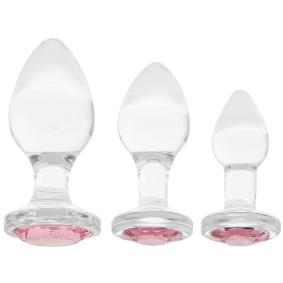 Booty Sparks Pink Gem Glass Anal Plug Set