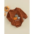 thumbnail image 3 of Inevnen Baby Boys Girl My First Halloween One Piece Bodysuit Baby Halloween Pumpkin Print Clothes, 3 of 8
