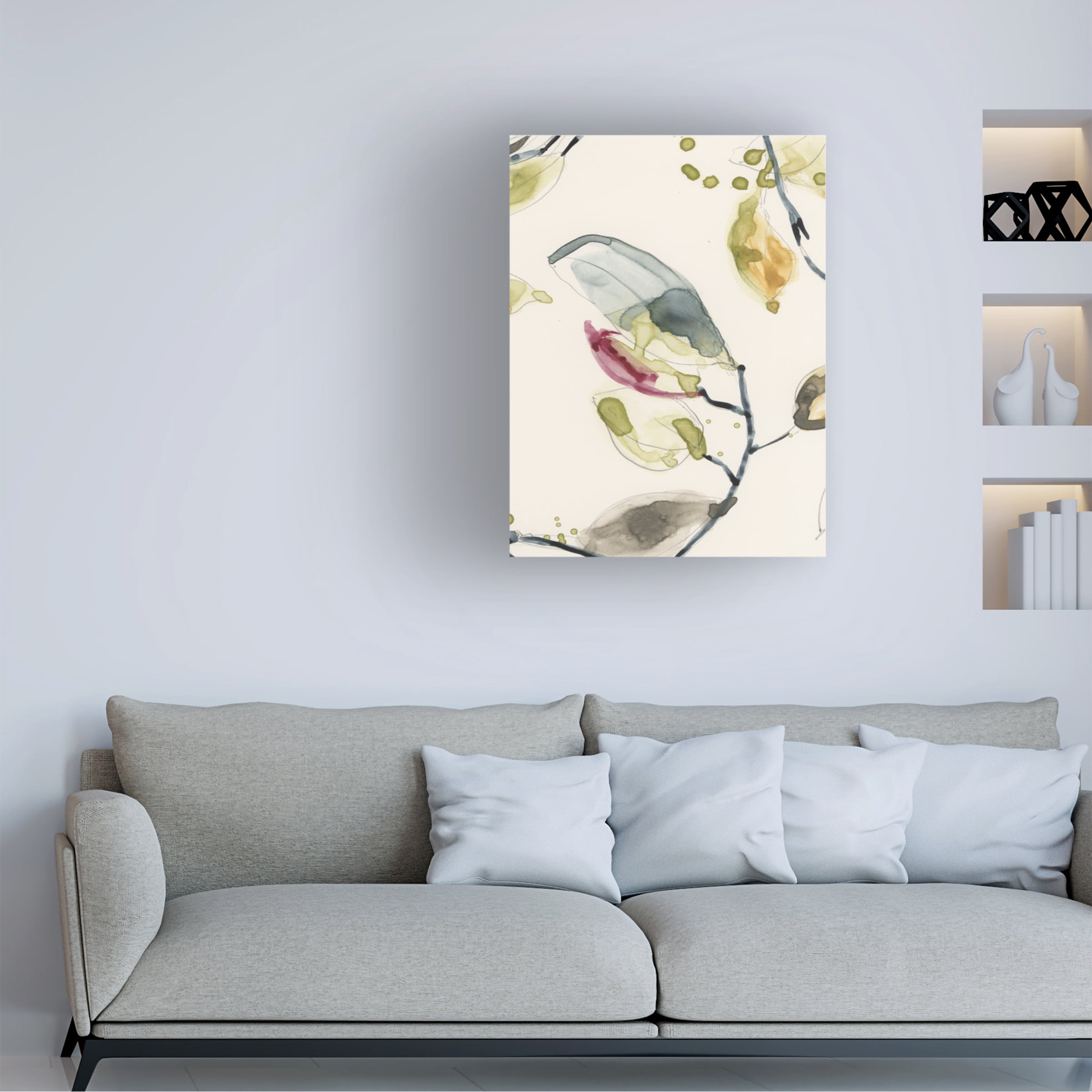 Trademark Fine Art Jennifer Goldberger Leaf Branch Triptych Ii Canvas Wall Art - 24x32