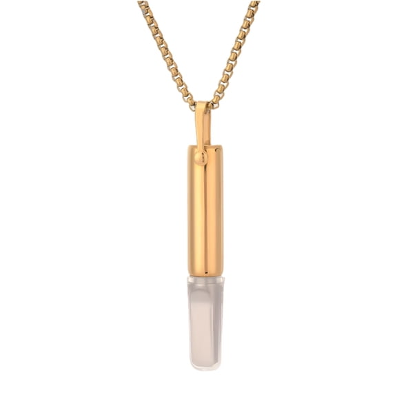 Quit Smoking Necklace w/Gift Box,Gold,Food-Safe Silicone Nozzle and Unscented Cotton Core,27.55 in Chain,Breathing Resistance Tool for Stress Relief,Portable Aid to Reduce Cravings,Balance Emotions