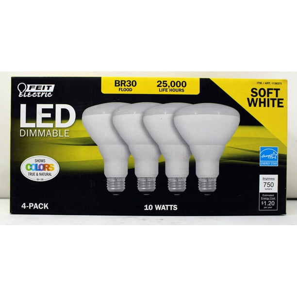 Feit Electric LED Dimmable BR30 Flood Soft White 4 Pack