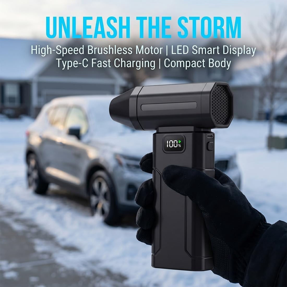 Ultra-Powerful 150,000 Rpm Portable Turbo Fan, Cordless Compressed Air Duster, 5-Gear Adjustable Mini Blower for Computer Cleaning, Keyboard Dusting, Car Detailing, Fast Charging (1)