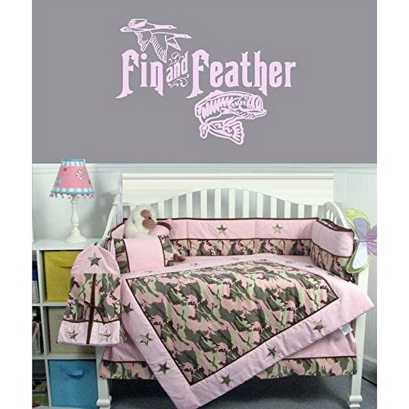 FIN and Feather ~ Wall or Window Decal (20" x 28, Light Pink)