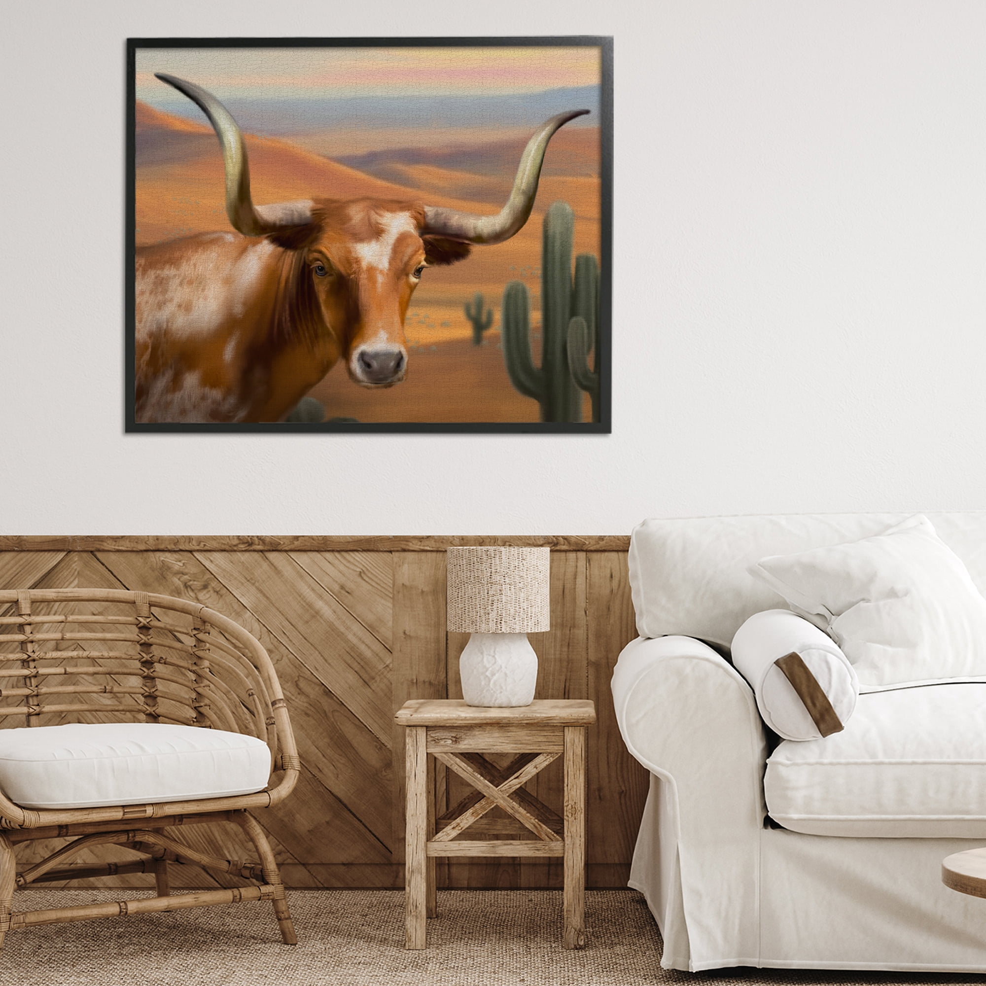 Stupell Industries Longhorn Western Landscape Black Framed Giclee Art, design by Matthew Piotrowicz
