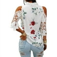 thumbnail image 4 of Summer women's tops floral off-shoulder patchwork long-sleeved shirt for women, 4 of 5