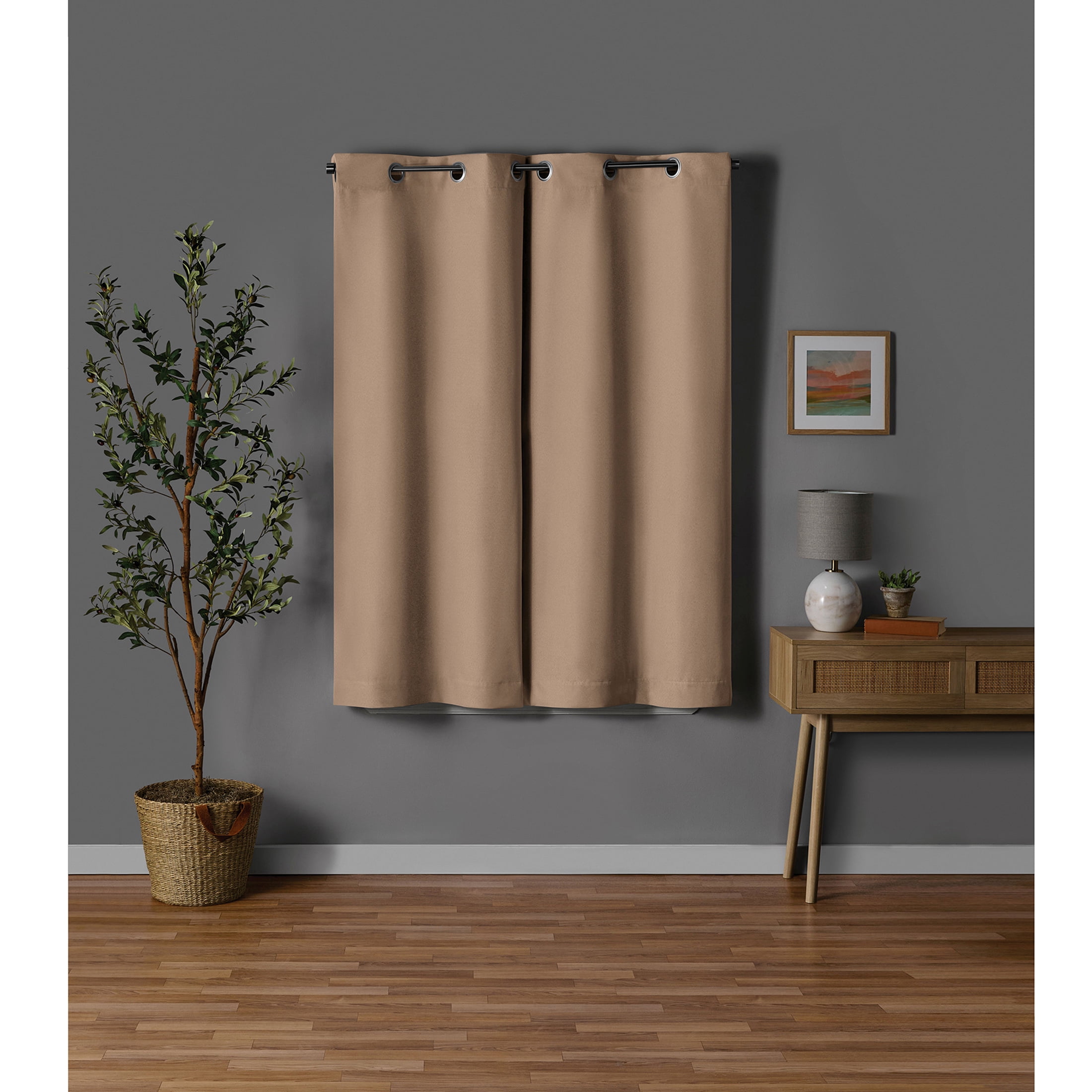 Mainstays Beige Solid Blackout Grommet Single Curtain Panel, 30" W x 63" L