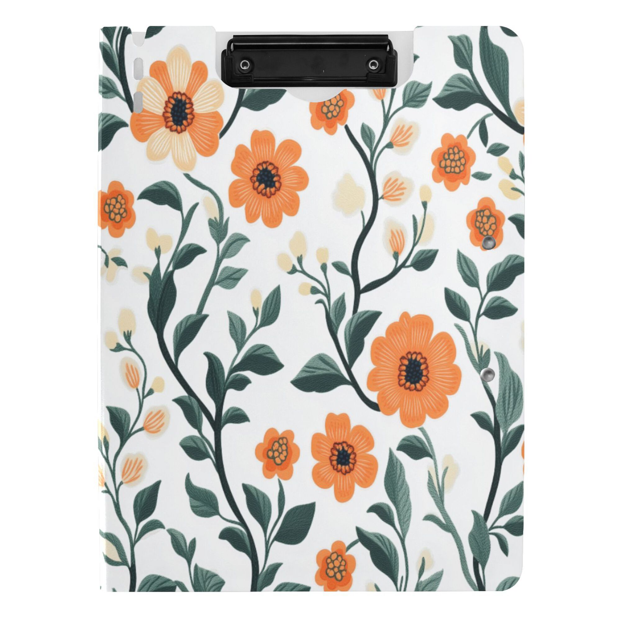 FORMRS A4 Clipboard Folder with Pen Holder Horizontal Foldable School Office Binder, Flowers Pattern