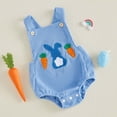 thumbnail image 6 of CAICJ98 Infant Baby Boy Girl Easter Outfit Bunny Embroidery Sleeveless Romper Overalls Newborn Summer Clothes (Blue,3-6 Months), 6 of 6
