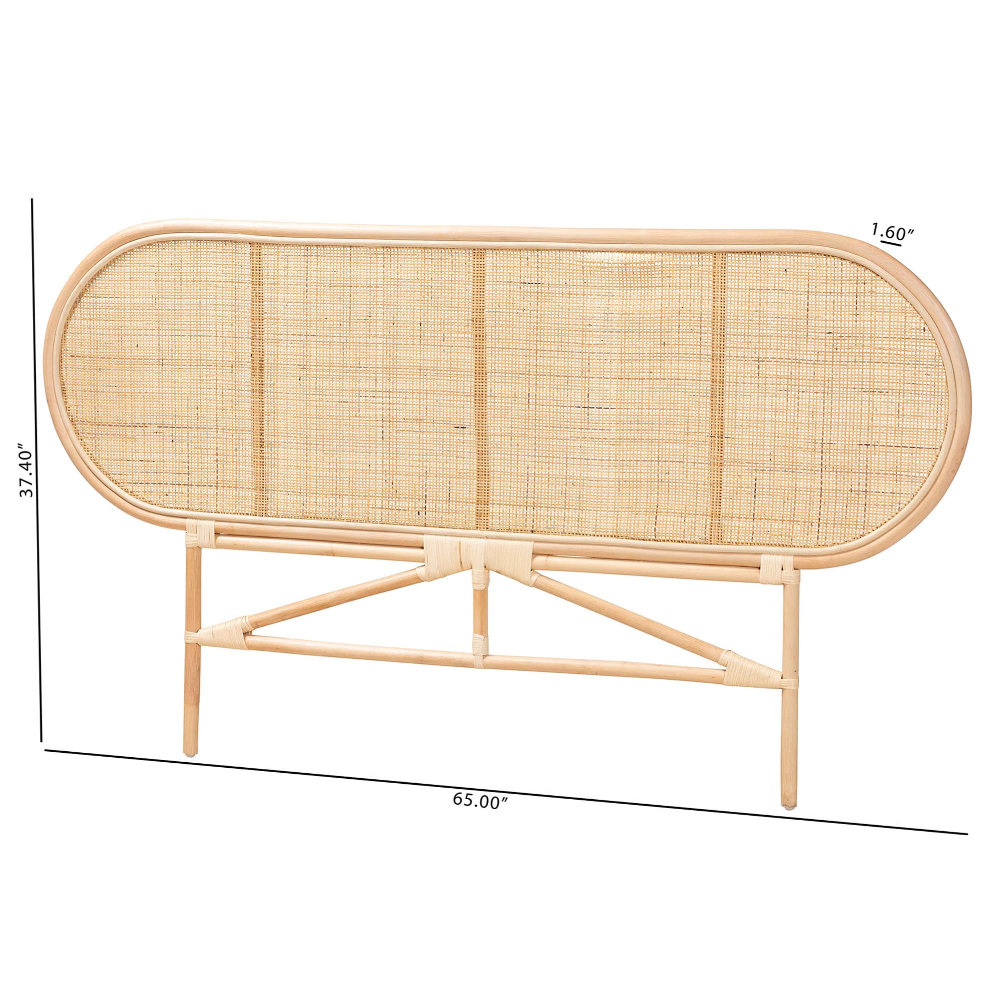 bali & pari Reegan Rattan BOHO Headboard, Queen Size, Natural Brown