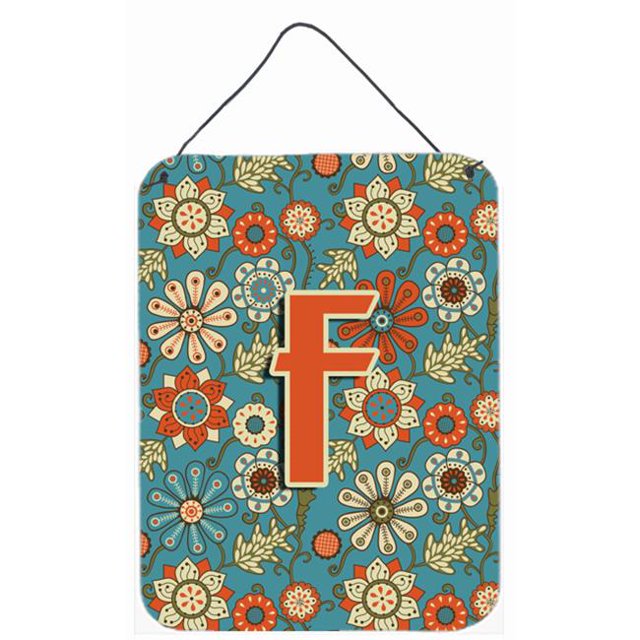 Carolines Treasures CJ2012-FDS1216 Lettre F Fleurs Rétro Bleu Mur et Porte Suspendus Imprimés