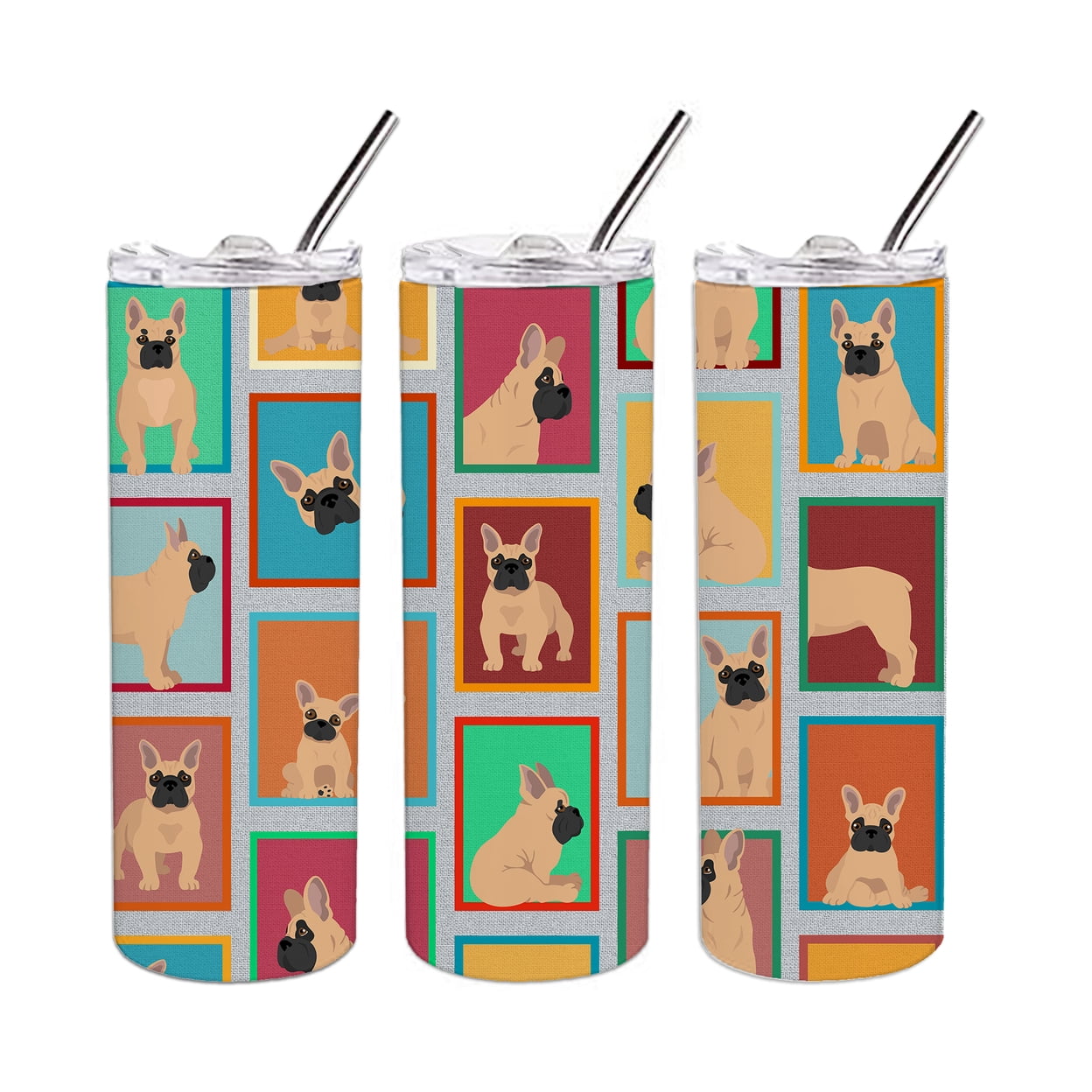 Carolines Treasures MLM1136TBL20 20 oz  Lots of Fawn French Bulldog Stainless Steel Skinny Tumbler