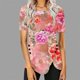 thumbnail image 2 of Blusas de Manga Corta para las Mujeres Botón Impreso Cuello Redondo Top Casual, Blusas para las Mujeres Casual, 2 of 5