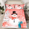 thumbnail image 2 of Homewish Winter Cute Snowman Twin Sheet Sets, Orange Cartoon Christmas Twin Fitted Sheet, Teens Kids Girls Boys Flat Sheet, Breathable Home Decor, 3pcs, 2 of 7