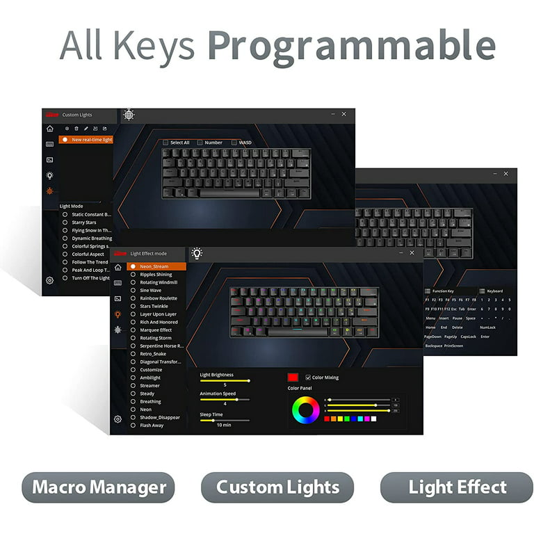 ROYAL KLUDGE RK61 61 Keys Wireless 60% Mechanical Gaming Keyboard
