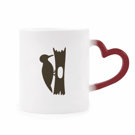 

Black Woodpecer Animal Portrayal Heat Sensitive Mug Red Color Changing Stoneware Cup