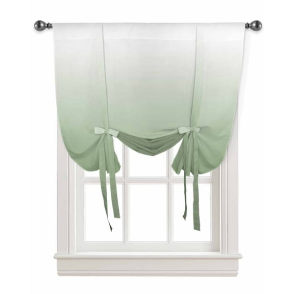 Sage Green Ombre Tie Up Curtains for Kitchen Bathroom Bedroom Windows 45 Inch Length, Modern Sage Green Abstract Art Balloon Drape Curtains Shade Rod Pocket Drapery Curtain Panel, 42"x54"