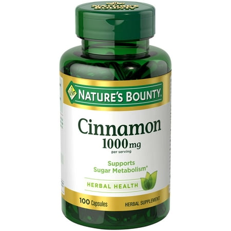 Nature's Bounty Cinnamon Capsules, 1000 Mg, 100 Ct Herbal Supplement