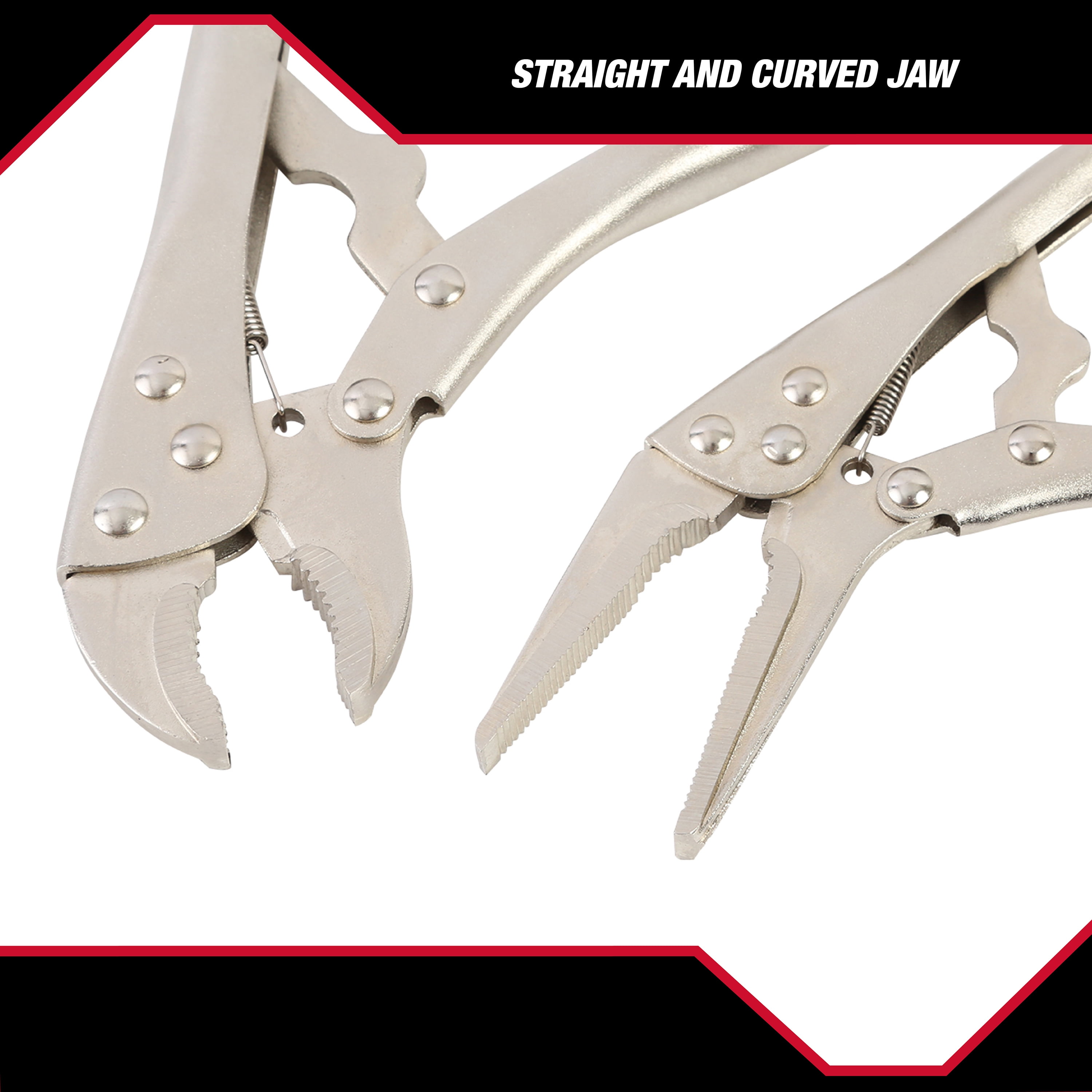 WORKPRO 3-piece Locking Pliers Set, 10-inch Curved Jaw, 7-inch Curved Jaw  and 6-1/2-inch Straight Jaw