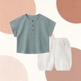 thumbnail image 3 of FSYBOA Boys Cotton Outfit Sets, 2 Piece Casual Short Sleeve Summer Boys' Clothing Sets Mint Green Size 6-12 Months, 3 of 4