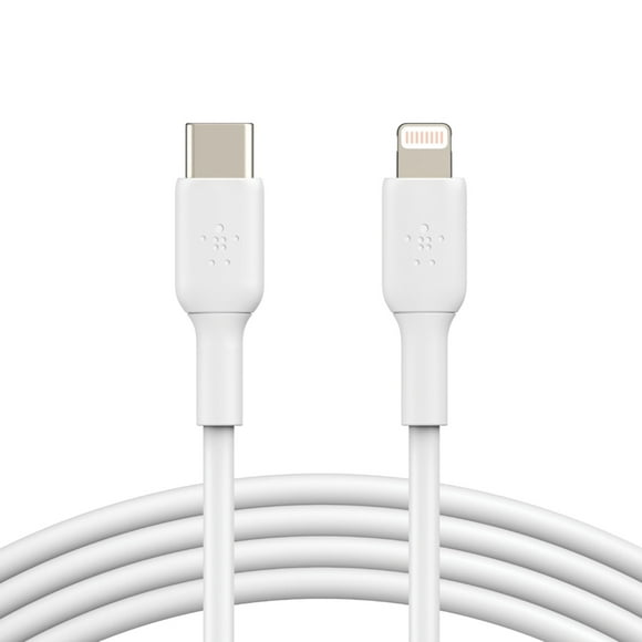 Belkin BoostCharge USB-C to Lightning Cable - (3.3ft/1M) MFi Certified, Soft, Flexible Fast-Charging Cable, Lightning iPhone Charger Cord for iPhone 14 & Earlier Series, iPad 9th Gen & AirPods White, BEL C-LIGHTNING CABLE 1M WHT